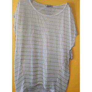 NWT Chloe K Women's Blouse Size Large Sleeveless White Striped Accent Sheer A105